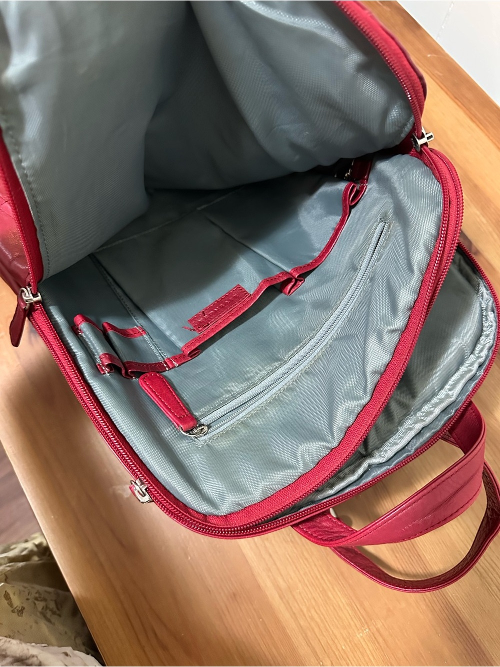 Red Leather Backpack - Picture 3 of 8